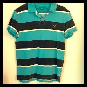 Men’s AE Blue Striped Polo